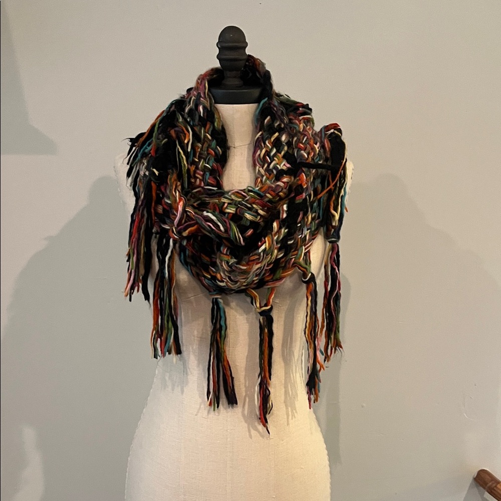 Anthropologie Colorful tassel infinity scarf